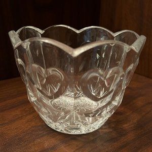 Vintage Etched Heart Lead Crystal Candy Dish